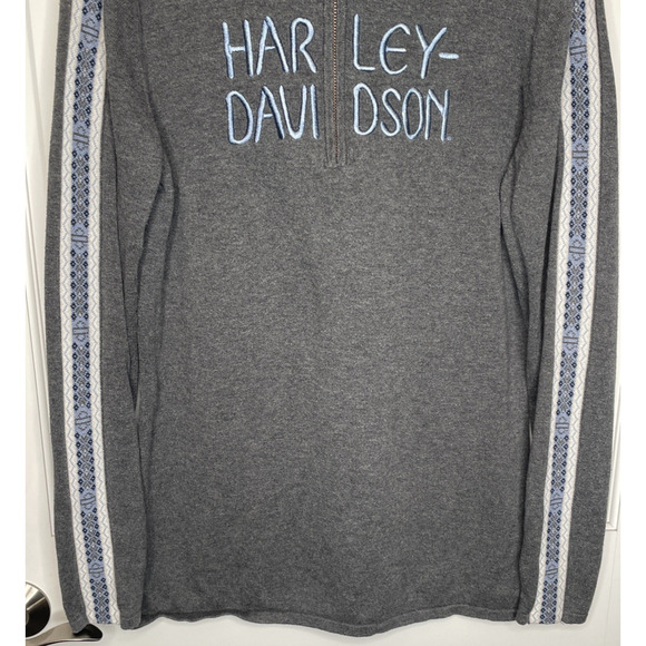 Harley Davidson Women's 1/4 Zip Gray Sweater Sz XL Cotton Motorcycles Logo Biker - Picture 3 of 12
